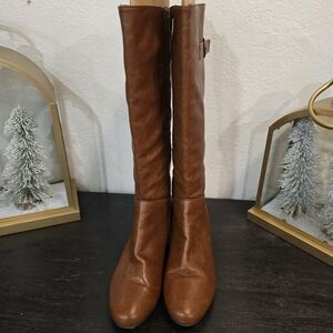 Brown Leather Knee-High Boots